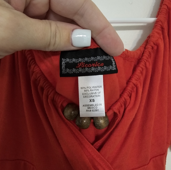 AWESOME Licorice XS Orange Shirt with Wooden Beads - Picture 3 of 6